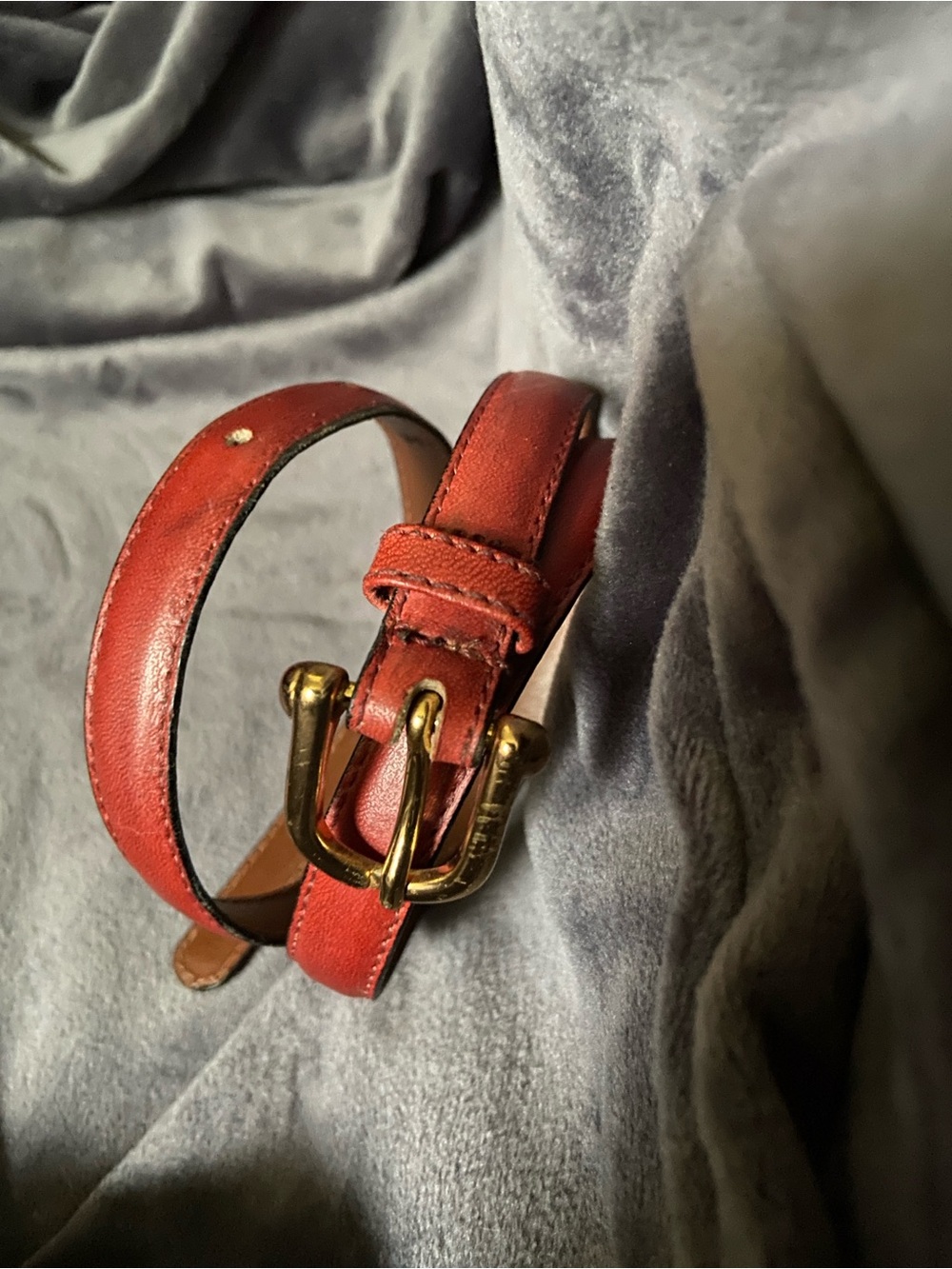 County Seat Saddle Leather Belt Skinny Horseshoe/D-Ring Brass Buckle Medium Vtg
